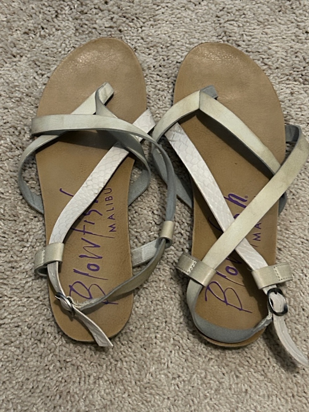 Blowfish Strappy Flat Sandals in Off White